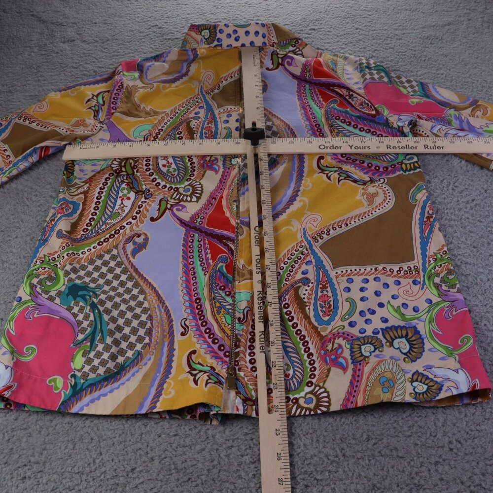 Hinson Wu Xena Blouse Womens Small Brown Multicolor Paisley 3/4 Sleeve Preppy - Picture 10 of 12